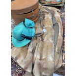 FUR COAT AND TWO LADIES HATS IN BOX