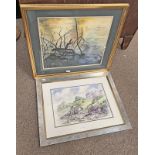 ETHEL MARY WEBSTER THE BRAES OF NEWPORT SIGNED FRAMED WATERCOLOUR 31 X 46 CM TRICIA BROWN EVENING