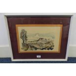 JOE MACINTYRE - (ARR) HIGHLANDS SCENE SIGNED FRAMED WATERCOLOUR 24 X 37 CM