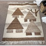 BROWN AND BEIGE WOVEN RUG 140 X 112 CM