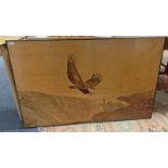 LARGE WOODEN INLAID PICTURE OF AN EAGLE,