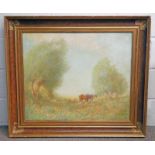 LINDSEY GRANDISON MCARTHUR SUMMER SUNSHINE BEARS LABEL TO REVERSE GILT FRAMED OIL PAINTING 61 X 74