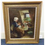 DAVID FULTON A STICK IN TIME SIGNED GILT FRAMED OIL PAINTING 50 X 39 CM