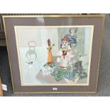 BRENDA LENAGHAN - (ARR) THAI PUPPETS SIGNED FRAMED OIL GOUACHE 53 X 58 CMS