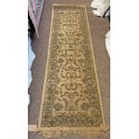 BEIGE FLORAL DECORATED RUNNER 68CM X 230CM