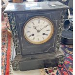 19TH CENTURY MARBLE AND SLATE MANTLE CLOCK WITH MIRAY FRED & FILS,
