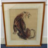 FRANKLYN RODGERS SKETCH OF A TIGER SIGNED FRAMED SKETCH 52 X 43 CM