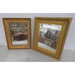 TWO GILT FRAMED MIRRORS LARGEST 49 CM X 39 CM