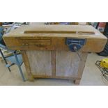 WORKBENCH WITH UNDERNEATH STORAGE & RECORD VICE Condition Report: Sold as seen with