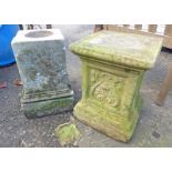 CONCRETE GARDEN PLINTH WITH EMBOSSED DECORATION 43 CM TALL X 32 CM WIDE