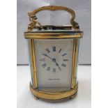 MAPPIN & WEBB BRASS CARRIAGE CLOCK, BEVELLED GLASS TO TOP & SIDE,