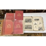 HALF LEATHER BOUND SCRAP BOOK CONTAINING VARIOUS BOOK PLATES, PRINTS,