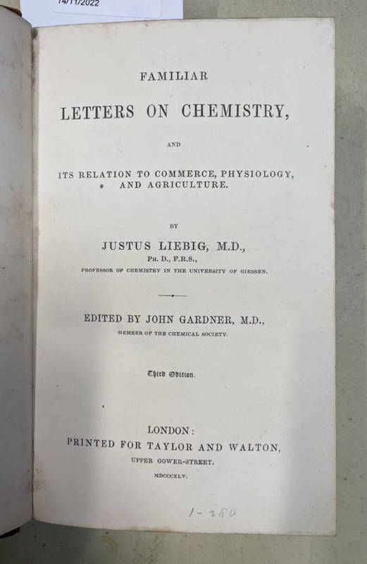 FAMILIAR LETTERS ON CHEMISTRY, AND ITS RELATION TO COMMERCE,