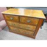 LATE 19TH CENTURY WALNUT CHEST OF 2 SHORT OVER 3 LONG DRAWERS 81 CM TALL X 106 CM WIDE