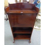 LATE 19TH CENTURY INLAID STUDENT'S DESK WITH FALL FRONT OVER OPEN SHELVES,