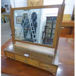 LATE 19TH CENTURY MAHOGANY DRESSING TABLE MIRROR WITH 3 DRAWERS TO BASE