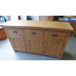 MODERN OAK SIDEBOARD OF 3 DRAWERS OVER 3 PANEL DOORS 90CM TALL X 151 CM LONG Condition