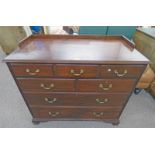 LATE 19TH CENTURY MAHOGANY CHEST OF 5 SHORT OVER 2,LONG DRAWERS ON BRACKET SUPPORTS,