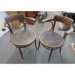 PAIR OF BENTWOOD ARMCHAIRS LABELLED APM TO BASE