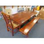 MAHOGANY REFECTORY STYLE TABLE LENGTH 214CM,