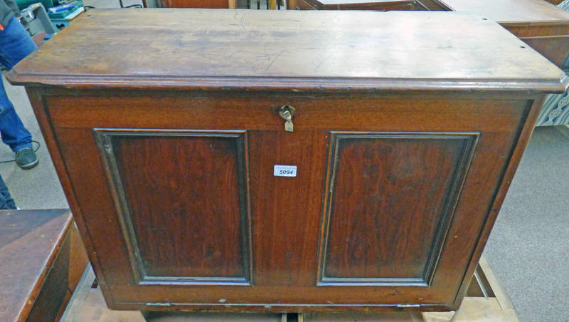 LATE 19TH CENTURY OAK DESK TOP CABINET WITH SECTIONED INTERIOR WITH 2 DRAWERS BEHIND FALL FRONT,