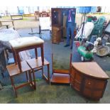 TEAK CHEVAL MIRROR, NATHAN TEAK CORNER CABINET,