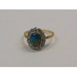 OPAL DOUBLET & DIAMOND CLUSTER RING - 2.5 G Condition Report: Ring size: N 1/2.