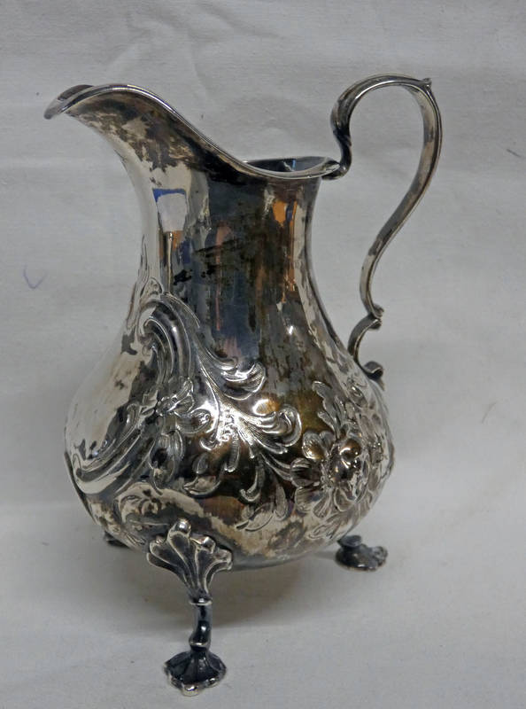 VICTORIAN SILVER FLORAL EMBOSSED MILK JUG,