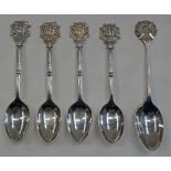 SILVER TEASPOON - LONDON SCOTTISH CREST & SET OF 4 SILVER TEASPOONS - SOCIETY OF MINIATURE RIFLE