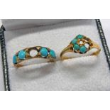 18CT GOLD TURQUOISE SET RING, BIRMINGHAM 1866 - 2.