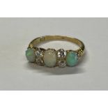 EARLY 20TH CENTURY 18CT GOLD OPAL & DIAMOND SET RING,