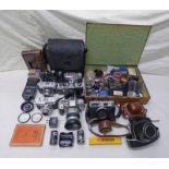 SELECTION OF CAMERAS & EQUIPMENT TO INCLUDE VOIGTLANDER VITOMATIC II A, ZENIT ET CAMERA BODIES,