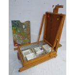 ARTISTS FOLDING EASEL & PAINT BOX WITH PALETTE