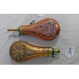 HAWKSLEY COPPER AND BRASS POWDER FLASK AND ONE OTHER -2-