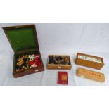 OAK CASED CHESS MEN AND OTHER CHESS MEN,