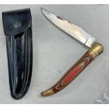 LARGE FRENCH LANGAOUILE FOLDING KNIFE AND CARRY POUCH