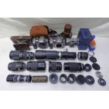 LARGE SELECTION OF CAMERA ACCESSORIES, BODIES, ETC TO INCLUDE MINOLTA HI-MATIN F, SOLIGER 1:6.