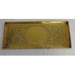 ARTS & CRAFTS BRASS TRAY WITH EMBOSSED DECORATION, 53.5CM X 23.