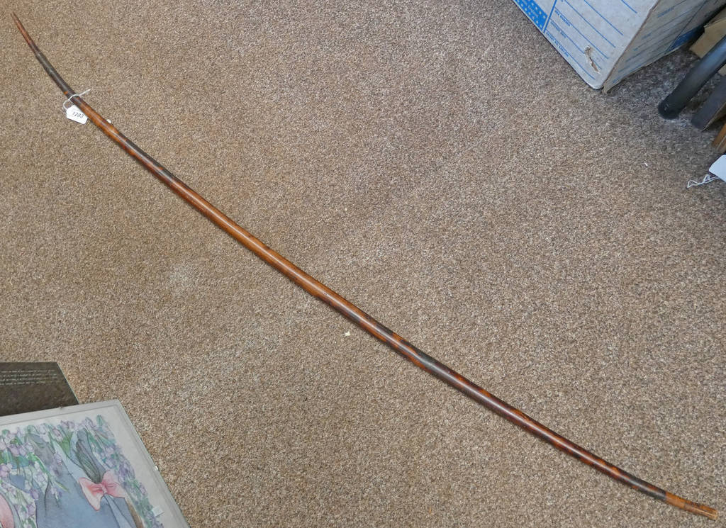 TRIBAL HARDWOOD BOW WITH ROPE BANDING,