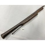 19TH CENTURY BLUNDERBUSS WITH 2 STAGE BARREL WITH FLARED MUZZLE & IRON RAM ROD, LENGTH OF BARREL 61.
