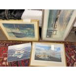 FRAMED SAILING RELATED PRINTS TO INCLUDE BRITANNIA FAREWELL TO THE CLYDE BY JAMES WATT,