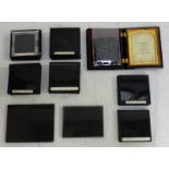 DAUGGERO BAKELITE CASE PECKS PATENT 1854 VARIOUS GLASS PHOTO SLIDE DATED 1938-1939, ETC,