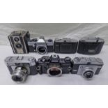 SELECTION OF CAMERA BODIES & CAMERAS TO INCLUDE CORONEX D-20 BOX CAMERA, HALINA PAULETTE ELECTRIC,