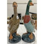 PAIR OF COMPOSITE DUCK ORNAMENTS,