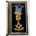 GILT SILVER AND ENAMEL MASONIC MEDAL,