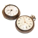 A silver pair cased verge pocket watch, singed Saml Borrett, London, 1819 and another silver pair