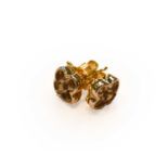 A pair of 18 carat gold cluster earring mounts; together with a quantity of loose diamonds including