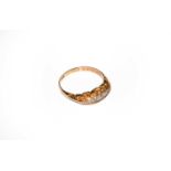 An 18 carat gold diamond five stone ring, finger size OCondition report: Gross weight 3.1 grams.