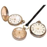 A silver verge pocket watch, 1835, silver open faced pocket watch, 1903 and a silver full hunter