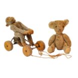 Pull along monkey and vintage teddy bear